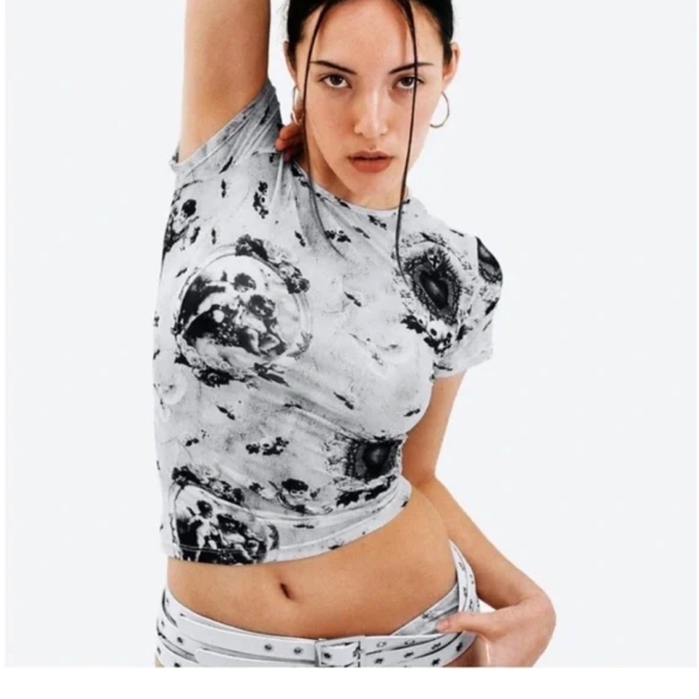 Miaou Monochrome Artistic Crop Top